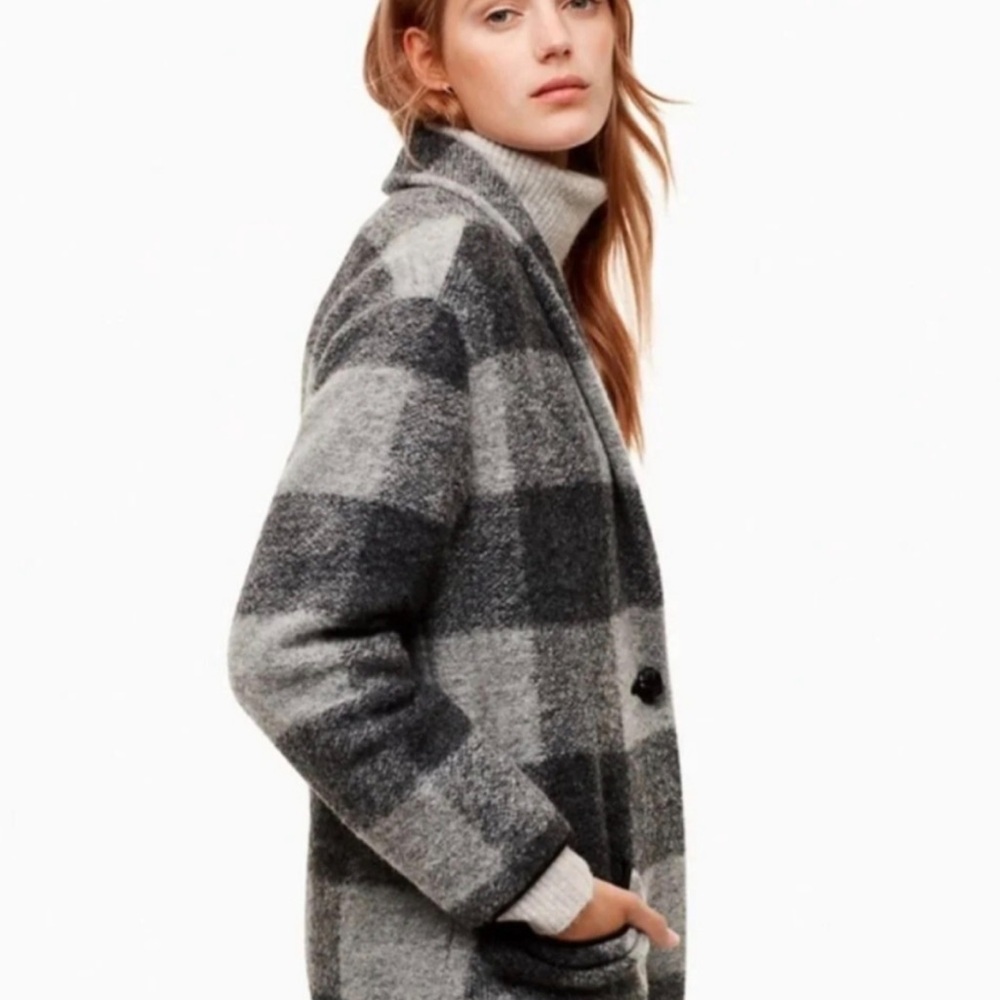 Aritzia Wilfred Free Off Duty Wool Jacket Gray Plaid flannel - Picture 2 of 9